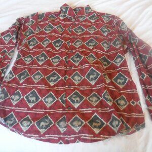 Woolrich terre cotta claret buffalo moose deer elk button down shirt Size Large